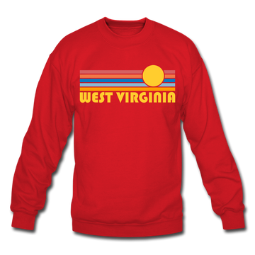West Virginia Sweatshirt - Retro Sunrise West Virginia Crewneck Sweatshirt - red