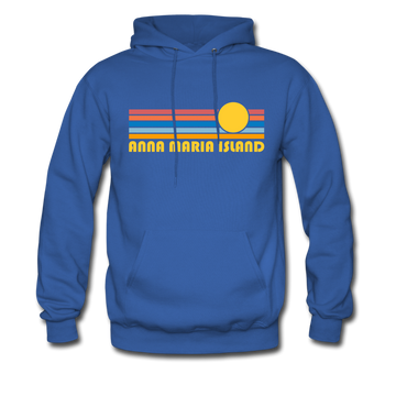 Anna Maria Island, Florida Hoodie - Retro Sunrise Anna Maria Island Crewneck Hooded Sweatshirt - royal blue