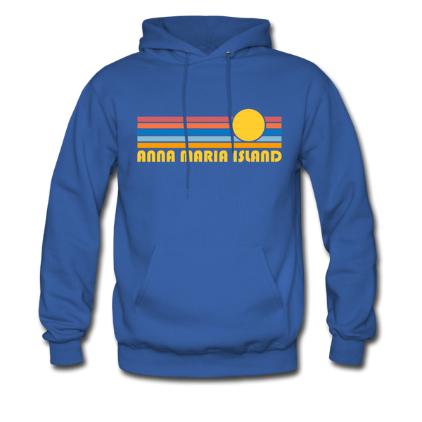 Anna Maria Island, Florida Hoodie - Retro Sunrise Anna Maria Island Crewneck Hooded Sweatshirt - royal blue