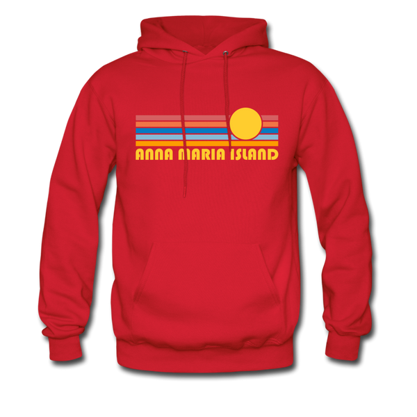 Anna Maria Island, Florida Hoodie - Retro Sunrise Anna Maria Island Crewneck Hooded Sweatshirt - red