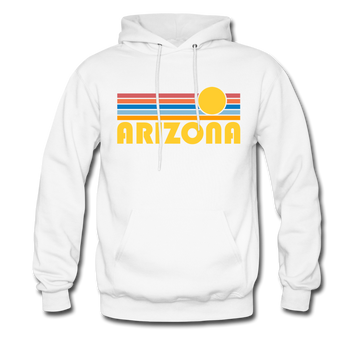 Arizona Hoodie - Retro Sunrise Arizona Crewneck Hooded Sweatshirt - white