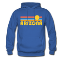 Arizona Hoodie - Retro Sunrise Arizona Crewneck Hooded Sweatshirt - royal blue