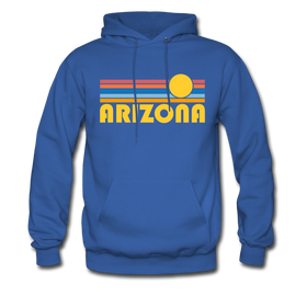 Arizona Hoodie - Retro Sunrise Arizona Crewneck Hooded Sweatshirt - royal blue