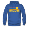 Arizona Hoodie - Retro Sunrise Arizona Crewneck Hooded Sweatshirt - royal blue