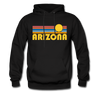 Arizona Hoodie - Retro Sunrise Arizona Crewneck Hooded Sweatshirt - black