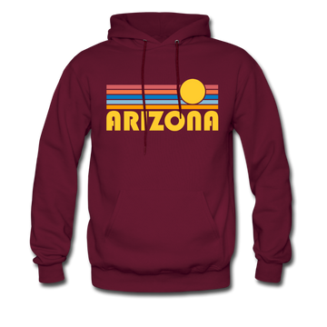 Arizona Hoodie - Retro Sunrise Arizona Crewneck Hooded Sweatshirt - burgundy