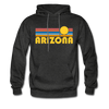 Arizona Hoodie - Retro Sunrise Arizona Crewneck Hooded Sweatshirt - charcoal gray