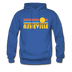 Asheville, North Carolina Hoodie - Retro Sunrise Asheville Crewneck Hooded Sweatshirt - royal blue