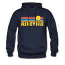 Asheville, North Carolina Hoodie - Retro Sunrise Asheville Crewneck Hooded Sweatshirt - navy