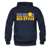 Asheville, North Carolina Hoodie - Retro Sunrise Asheville Crewneck Hooded Sweatshirt - navy