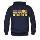 Atlanta, Georgia Hoodie - Retro Sunrise Atlanta Crewneck Hooded Sweatshirt - navy