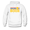 Boise, Idaho Hoodie - Retro Sunrise Boise Crewneck Hooded Sweatshirt - white