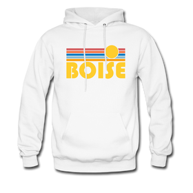 Boise, Idaho Hoodie - Retro Sunrise Boise Crewneck Hooded Sweatshirt - white