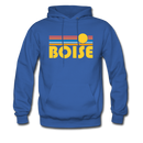 Boise, Idaho Hoodie - Retro Sunrise Boise Crewneck Hooded Sweatshirt - royal blue