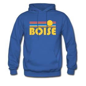 Boise, Idaho Hoodie - Retro Sunrise Boise Crewneck Hooded Sweatshirt - royal blue