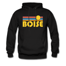 Boise, Idaho Hoodie - Retro Sunrise Boise Crewneck Hooded Sweatshirt - black