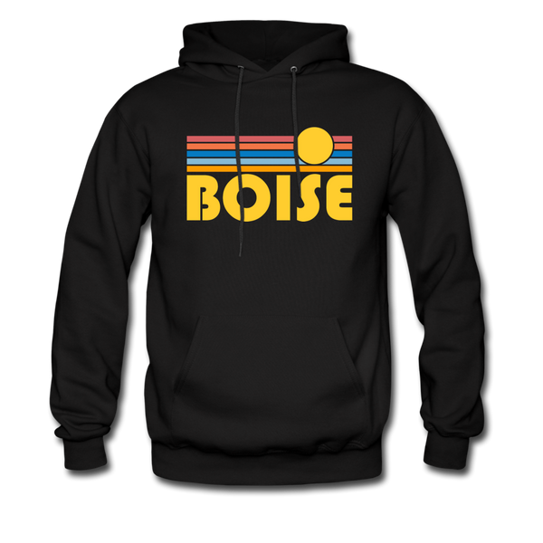 Boise, Idaho Hoodie - Retro Sunrise Boise Crewneck Hooded Sweatshirt - black
