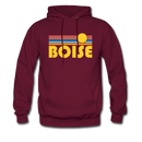 Boise, Idaho Hoodie - Retro Sunrise Boise Crewneck Hooded Sweatshirt - burgundy
