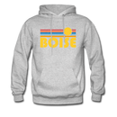 Boise, Idaho Hoodie - Retro Sunrise Boise Crewneck Hooded Sweatshirt - heather gray
