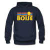 Boise, Idaho Hoodie - Retro Sunrise Boise Crewneck Hooded Sweatshirt - navy