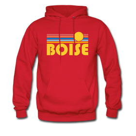 Boise, Idaho Hoodie - Retro Sunrise Boise Crewneck Hooded Sweatshirt - red