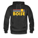 Boise, Idaho Hoodie - Retro Sunrise Boise Crewneck Hooded Sweatshirt - charcoal gray