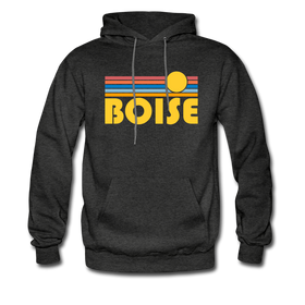 Boise, Idaho Hoodie - Retro Sunrise Boise Crewneck Hooded Sweatshirt - charcoal gray