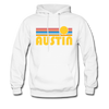 Austin, Texas Hoodie - Retro Sunrise Austin Crewneck Hooded Sweatshirt - white