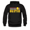 Austin, Texas Hoodie - Retro Sunrise Austin Crewneck Hooded Sweatshirt - black
