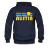 Austin, Texas Hoodie - Retro Sunrise Austin Crewneck Hooded Sweatshirt - navy