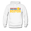Boston, Massachusetts Hoodie - Retro Sunrise Boston Crewneck Hooded Sweatshirt - white