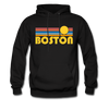 Boston, Massachusetts Hoodie - Retro Sunrise Boston Crewneck Hooded Sweatshirt - black
