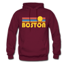 Boston, Massachusetts Hoodie - Retro Sunrise Boston Crewneck Hooded Sweatshirt - burgundy