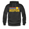 Boston, Massachusetts Hoodie - Retro Sunrise Boston Crewneck Hooded Sweatshirt - charcoal gray