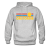 California Hoodie - Retro Sunrise California Crewneck Hooded Sweatshirt - heather gray