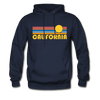 California Hoodie - Retro Sunrise California Crewneck Hooded Sweatshirt - navy