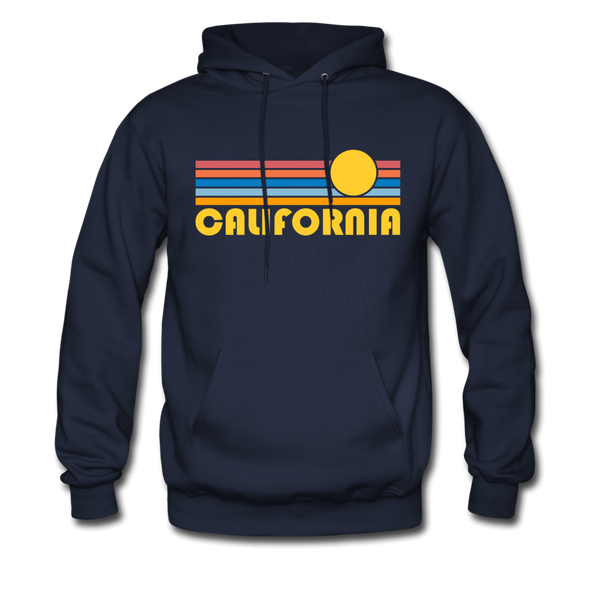 California Hoodie - Retro Sunrise California Crewneck Hooded Sweatshirt - navy