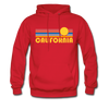 California Hoodie - Retro Sunrise California Crewneck Hooded Sweatshirt - red