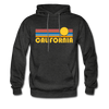 California Hoodie - Retro Sunrise California Crewneck Hooded Sweatshirt - charcoal gray