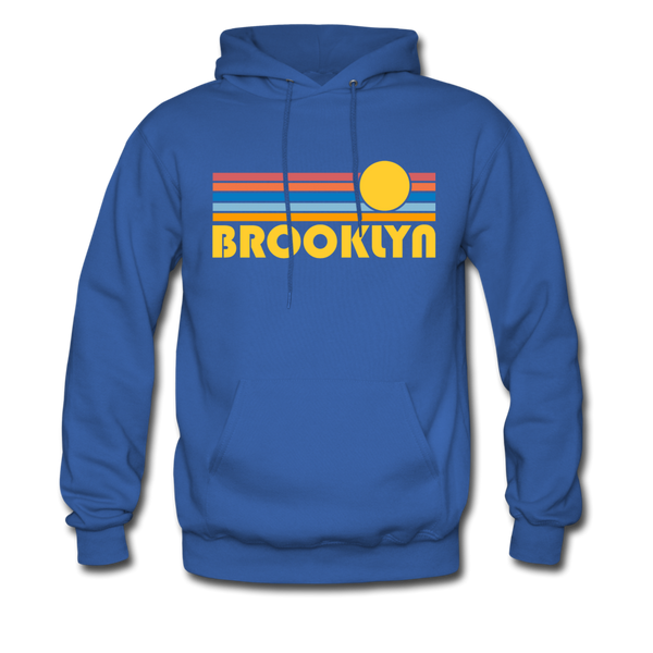 Brooklyn, New York Hoodie - Retro Sunrise Brooklyn Crewneck Hooded Sweatshirt - royal blue