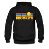 Brooklyn, New York Hoodie - Retro Sunrise Brooklyn Crewneck Hooded Sweatshirt - black