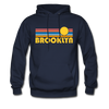 Brooklyn, New York Hoodie - Retro Sunrise Brooklyn Crewneck Hooded Sweatshirt - navy