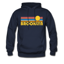 Brooklyn, New York Hoodie - Retro Sunrise Brooklyn Crewneck Hooded Sweatshirt - navy