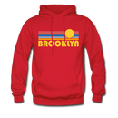 Brooklyn, New York Hoodie - Retro Sunrise Brooklyn Crewneck Hooded Sweatshirt - red