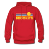 Brooklyn, New York Hoodie - Retro Sunrise Brooklyn Crewneck Hooded Sweatshirt - red