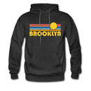 Brooklyn, New York Hoodie - Retro Sunrise Brooklyn Crewneck Hooded Sweatshirt - charcoal gray