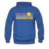 Charleston, South Carolina Hoodie - Retro Sunrise Charleston Crewneck Hooded Sweatshirt - royal blue