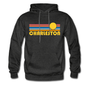 Charleston, South Carolina Hoodie - Retro Sunrise Charleston Crewneck Hooded Sweatshirt - charcoal gray
