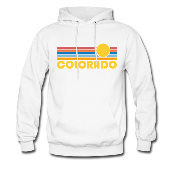 Colorado Hoodie - Retro Sunrise Colorado Crewneck Hooded Sweatshirt - white