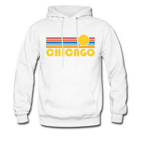Chicago, Illinois Hoodie - Retro Sunrise Chicago Crewneck Hooded Sweatshirt - white